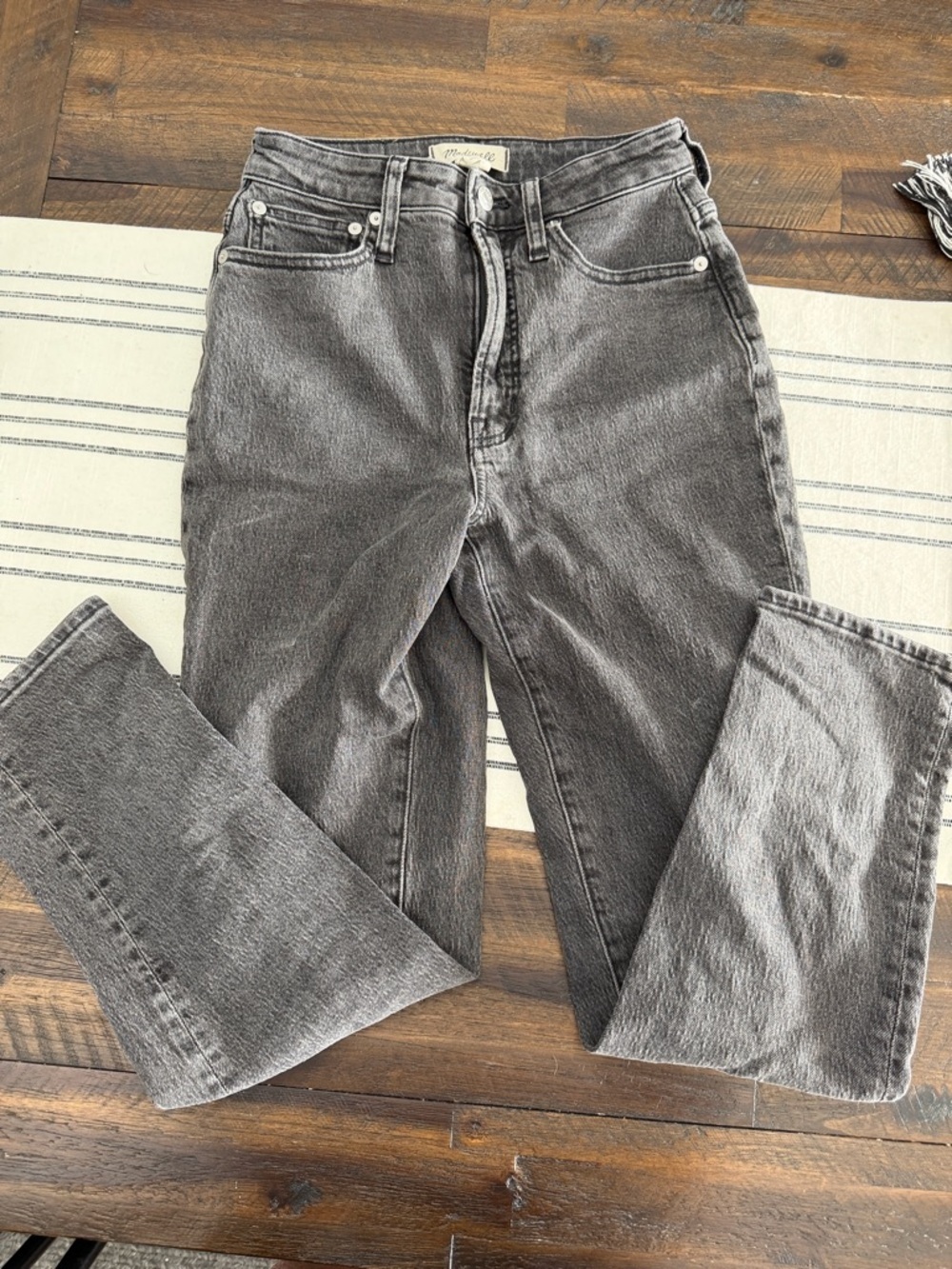 Madewell Washed Gray High-Rise Straight curvy Jeans